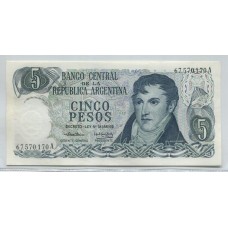 ARGENTINA COL. 609a BILLETE 5 PESOS LEY 18.188 BOT 2327 SIN CIRCULAR UNC